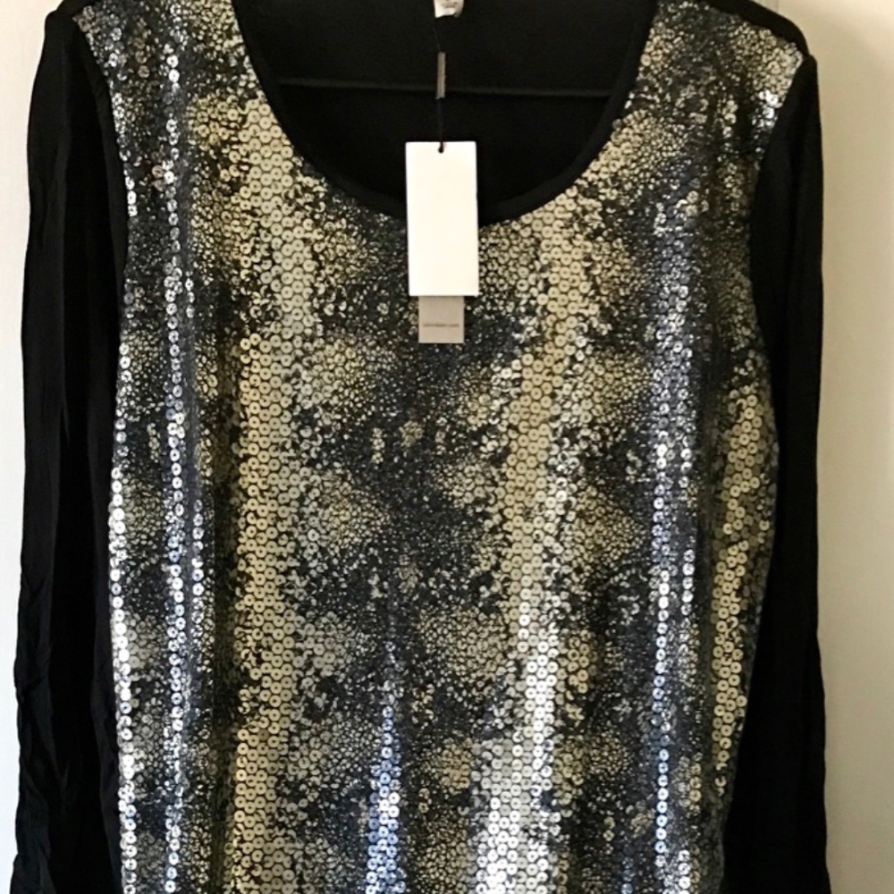CALVIN KLEIN Sexy Silver Sequin Dress Sz L - Picture 2 of 6